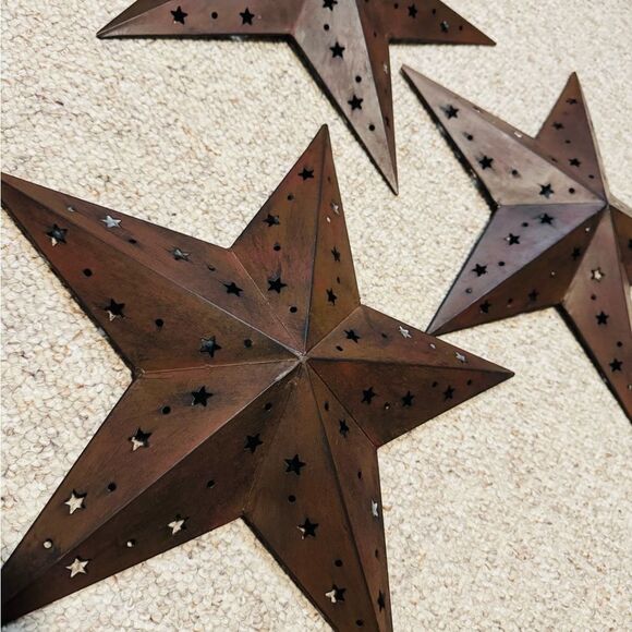 Rustic Brown Metal Star Decor Accents - Picture 3 of 4